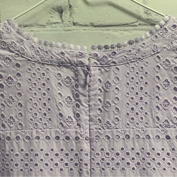 LOFT Gorgeous Eyelet Cotton Shift Lavender Dress - Picture 5 of 8